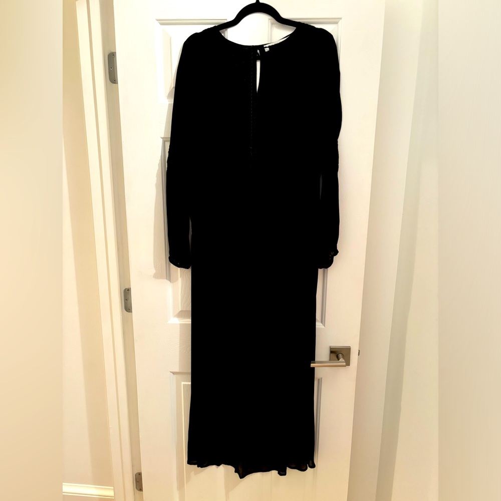 Astr boho black embroidered dress with tassels - small